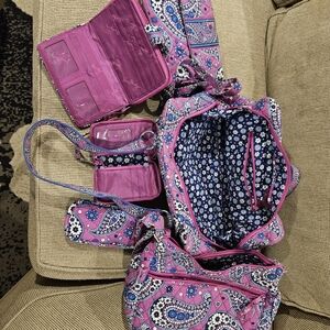 Vera Bradly - 2 wallets , 3 purses and 1 eyeglass holder. All the same pattern